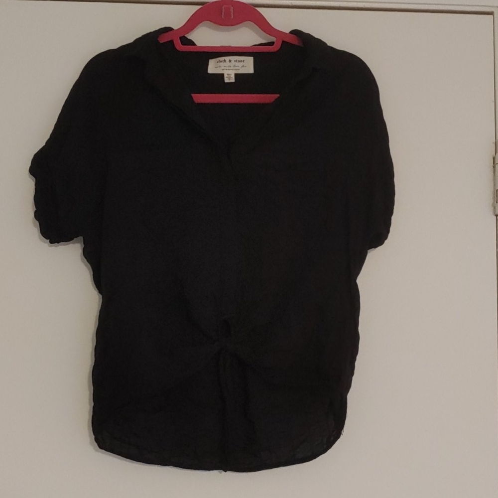 Black blouse with front tie